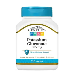 Gluconato de Potássio, 595 mg, 110 Comprimidos, 21st Century