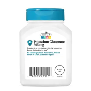 Gluconato de Potássio, 595 mg, 110 Comprimidos, 21st Century