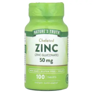Gluconato de zinco quelatado, 50 mg, 100 Comprimidos, Nature's Truth