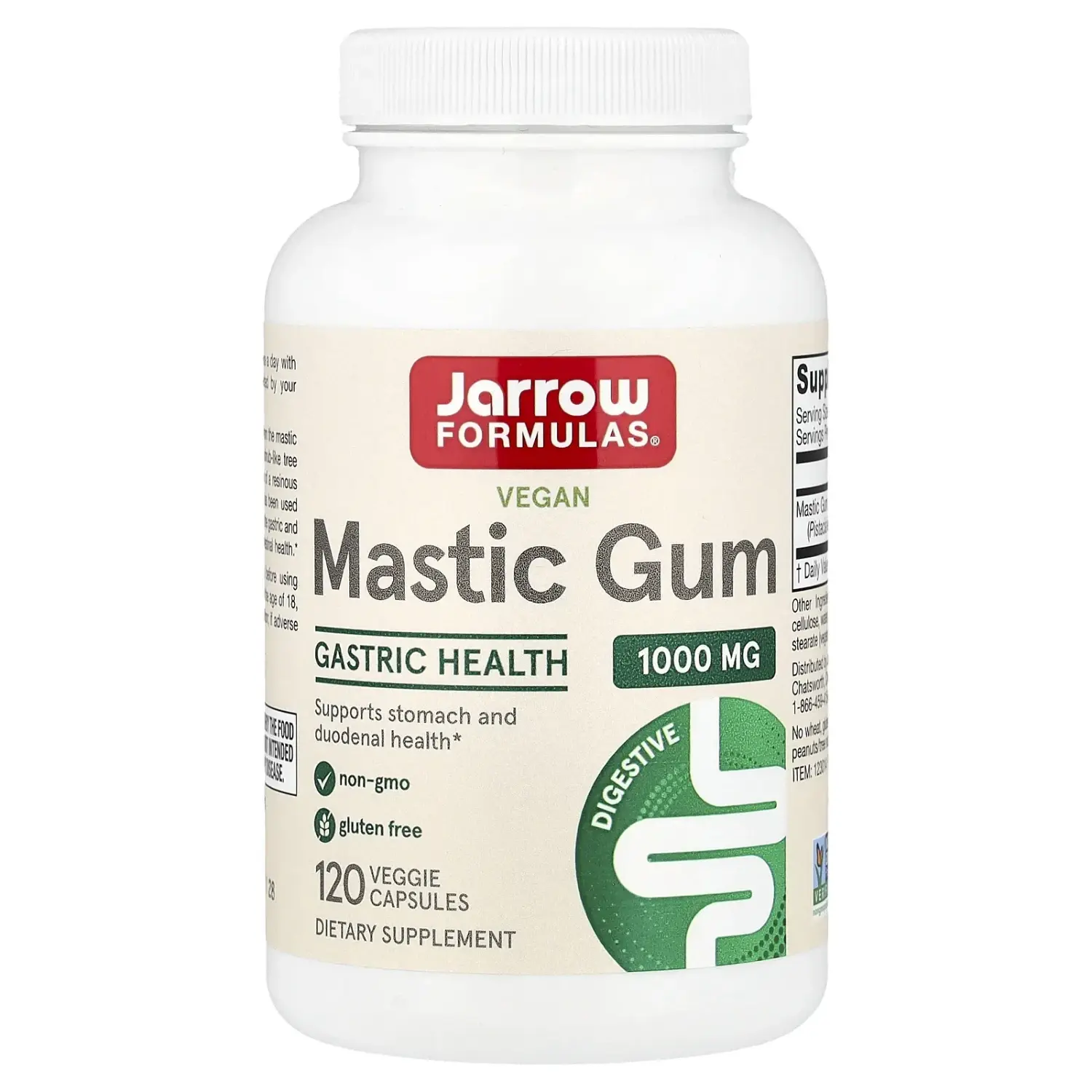 Goma de Mástique Vegana, 1.000 mg, 120 Cápsulas Vegetais, Jarrow Formulas