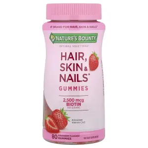 Gomas para Cabelos, Pele e Unhas, 80 Gomas Sabor Morango, Optimal Solutions®, Nature's Bounty