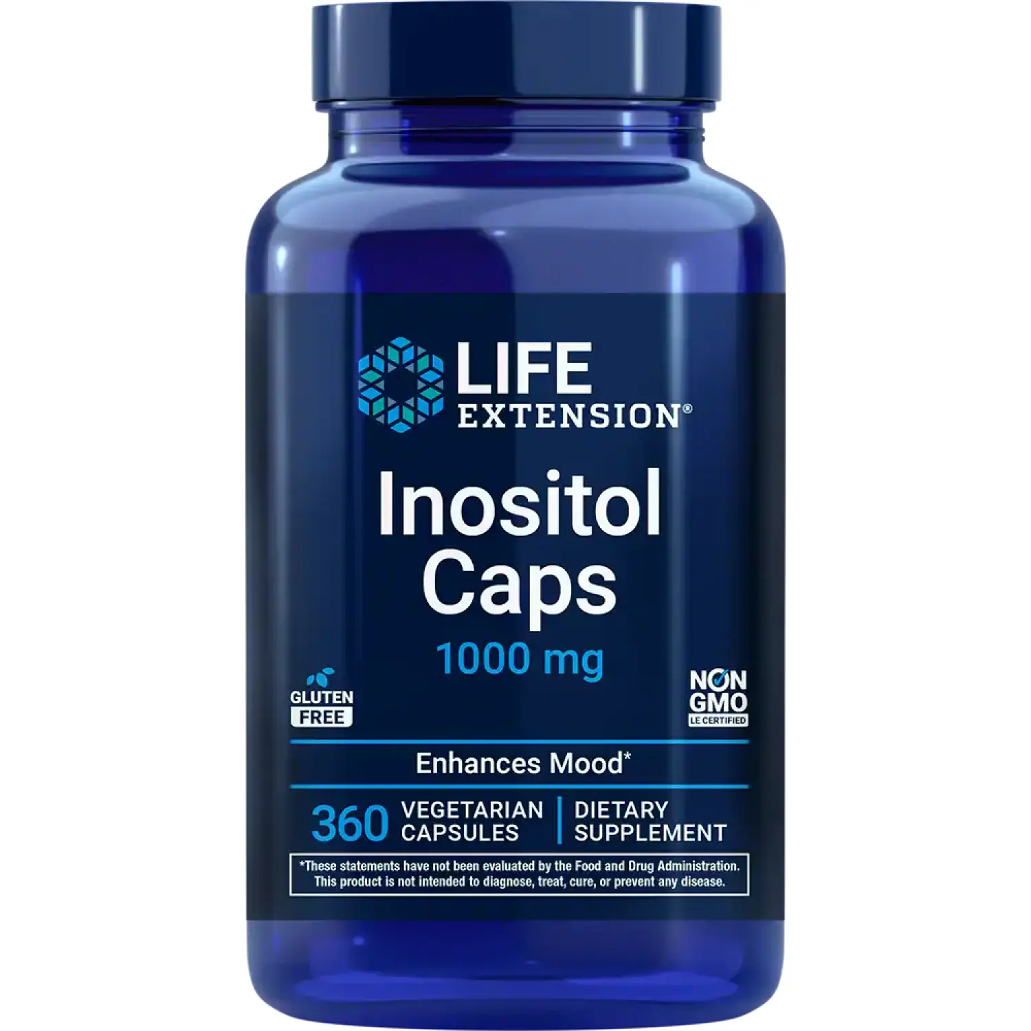 Cápsulas de Inositol, 1.000 mg, 360 Cápsulas Vegetarianas, Life Extension