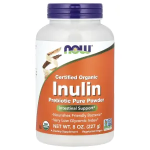 Inulina Orgânica Certificada, Prebiótico Puro em Pó, 227 g (8 oz), Now Foods