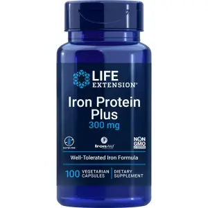 Iron Protein Plus, IronAid, 300 mg, 100 Cápsulas Vegetarianas, Life Extension