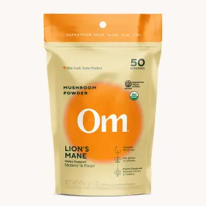 Juba-de-leão, Cogumelo em Pó, 100 g (3,5 oz), Om Mushrooms