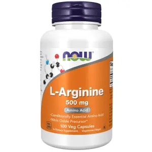 L-Arginina, 500 mg, 100 Cápsulas Vegetais, Now Foods