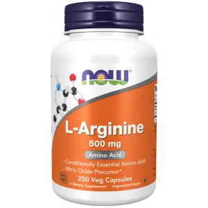 L-Arginina, 500 mg, 250 Cápsulas Vegetais, Now Foods