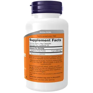 L-Arginina, 500 mg, 250 Cápsulas Vegetais, Now Foods