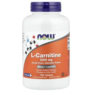 L-carnitina, 1.000 mg, 100 Comprimidos, Now Foods
