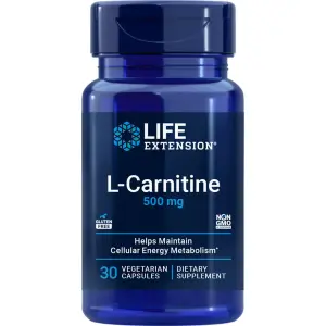 L-Carnitina, 500 mg, 30 Cápsulas Vegetais, Life Extension