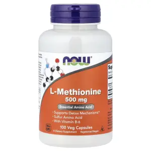 L-Metionina com B-6, 500 mg, 100 Cápsulas Vegetais, Now Foods
