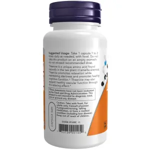 L-Theanine, 100 mg, 90 Cápsulas Vegetais, Now Foods