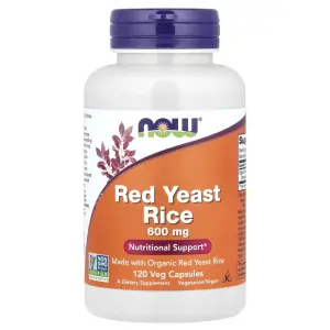 Levedura de Arroz Vermelho, 600 mg, 120 Cápsulas Vegetais, Now Foods