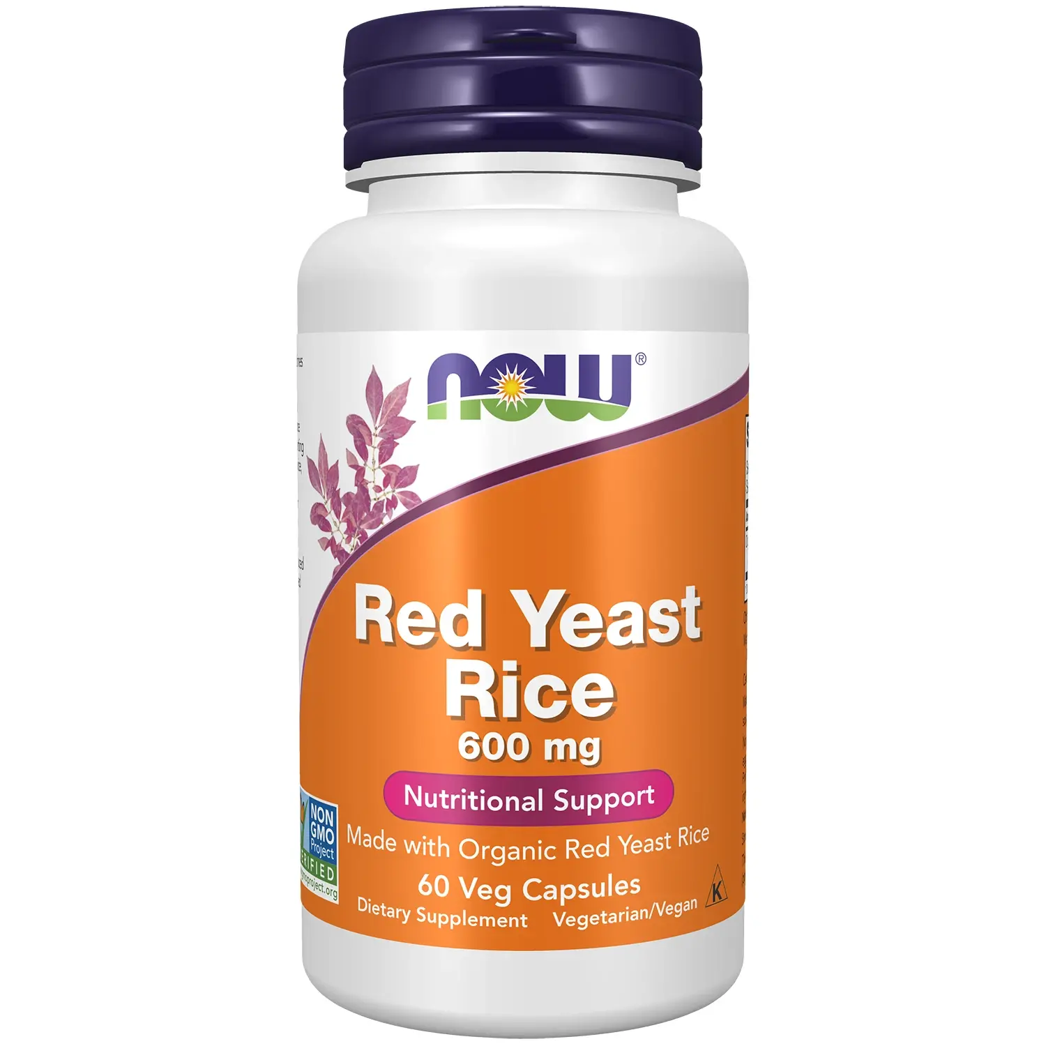 Levedura de Arroz Vermelho, 600 mg, 60 Cápsulas Vegetais, Now Foods