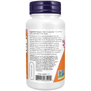 Levedura de Arroz Vermelho, 600 mg, 60 Cápsulas Vegetais, Now Foods