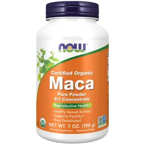 Maca Orgânica Certificada, Pó Puro, 7 onças (198 g), Now Foods
