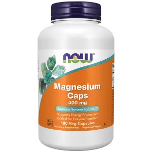 Cápsulas de Magnésio, 400 mg, 180 Cápsulas Vegetais, Now Foods