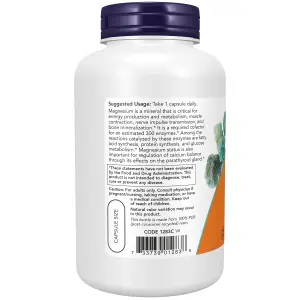 Cápsulas de Magnésio, 400 mg, 180 Cápsulas Vegetais, Now Foods