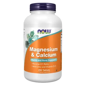 Magnésio e Cálcio com Zinco e Vitamina D3, 250 Comprimidos, Now Foods