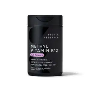 Metil B12, 2.000 mcg, Metilcobalamina, 120 Cápsulas Vegetais Líquidas, Sports Research