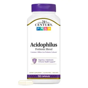 Mistura Probiótica Acidophilus, 150 Cápsulas, 21st Century