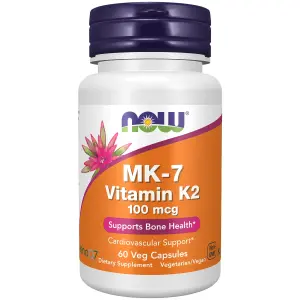 MK-7, Vitamina K-2, 100 mcg, 60 Cápsulas Vegetais, Now Foods