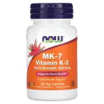 MK-7, Vitamina K-2, 300 mcg, 60 Cápsulas Vegetais, Now Foods