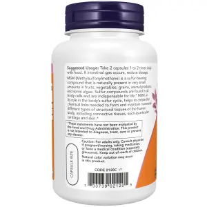 MSM, Metilsulfonilmetano, 1.000 mg, 240 Cápsulas, Now Foods