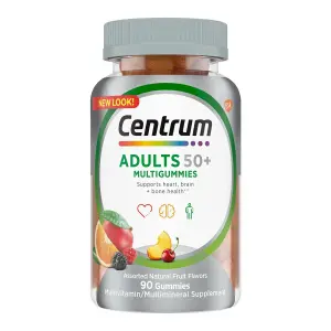 Multigomas para Adultos com mais de 50 Anos, Frutas Naturais Sortidas, 90 Gomas, Centrum