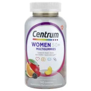 Multigomas para Mulheres Acima de 50 Anos, Frutas Naturais Sortidas, 140 Gomas, Centrum