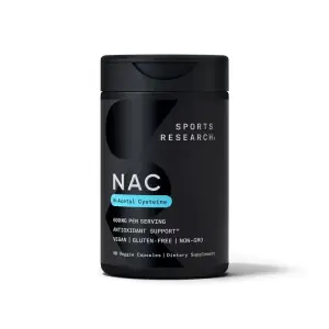 NAC, N-Acetil-Cisteína, 600 mg, 90 Cápsulas Vegetais, Sports Research
