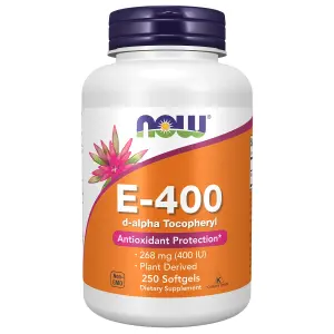 Natural E-400, 268 mg, 250 Cápsulas Softgel, Now Foods