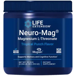 Neuro-Mag®, Magnésio L-Treonato, Sabor Ponche Tropical, 93,35 g (3,293 oz), Life Extension