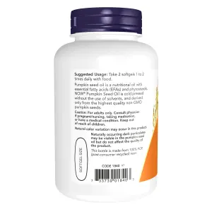 Óleo da Semente de Abóbora, 1.000 mg, 100 Cápsulas Softgel, Now Foods