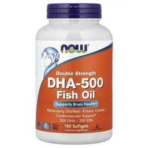 Óleo de Peixe DHA-500, 180 Cápsulas Softgel, Now Foods