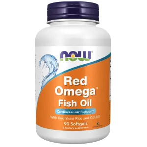 Óleo de Peixe Red Omega™ com Levedura de Arroz Vermelho e CoQ10, 90 Cápsulas Softgel, Now Foods