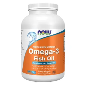 Ômega-3, Fish Oil, Destilado Molecularmente, 1.000 mg, 500 Cápsulas Softgel, Now Foods
