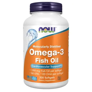 Ômega-3, Óleo de Peixe, 1.000 mg, 200 Cápsulas Softgel, Now Foods