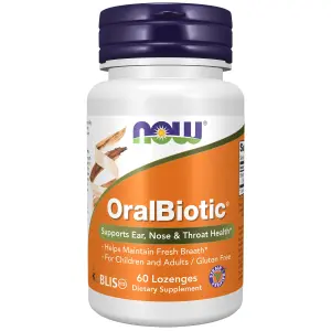 OralBiotic®, Auxilia a Saúde dos Ouvidos, Nariz e Garganta, 60 Pastilhas, Now Foods