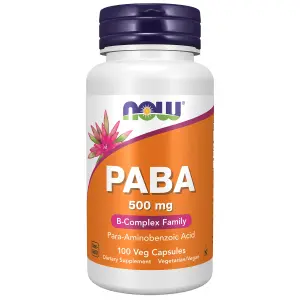 PABA, 500 mg, 100 Cápsulas Vegetais, Now Foods