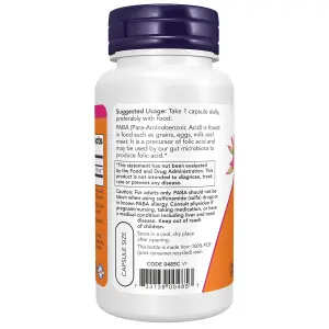 PABA, 500 mg, 100 Cápsulas Vegetais, Now Foods