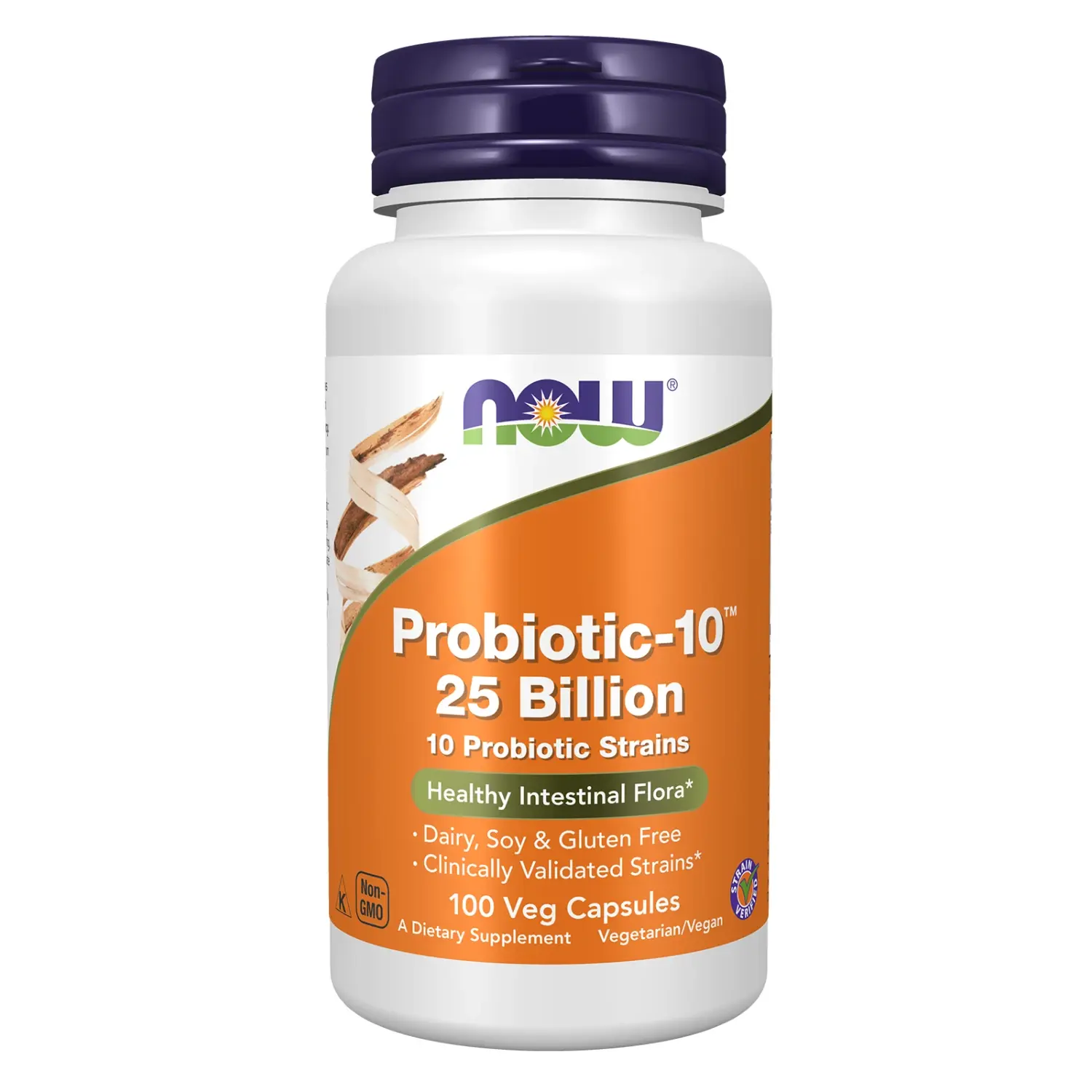Probiotic-10™, 25 Bilhões de UFCs, 100 Cápsulas Vegetais, Now Foods