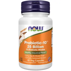 Probiotic-10™ 25 Bilhões, 30 Cápsulas Vegetais, Now Foods