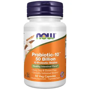 Probiotic-10™, 50 Bilhões de UFCs, 50 Cápsulas Vegetais, Now Foods