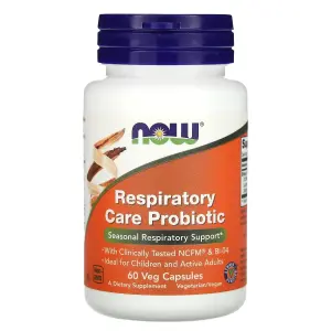 Probiótico para Cuidados Respiratórios, 60 Cápsulas Vegetais, Now Foods