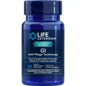 Probiótico Florassist®, GI com Phage Technology, 30 Cápsulas Vegetarianas Líquidas, Life Extension
