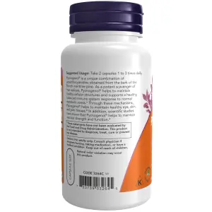 Pycnogenol®, 30 mg, Com 300 mg de Bioflavonoides, 60 Cápsulas Vegetais, Now Foods