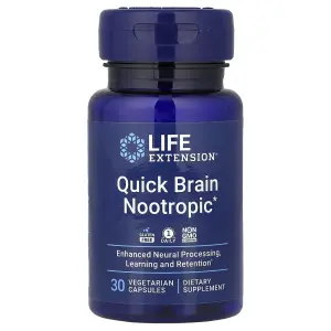 Nootrópico Quick Brain, 30 Cápsulas Vegetarianas, Life Extension