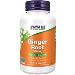 Raiz de Gengibre, 550 mg, 100 Cápsulas Vegetais, Now Foods
