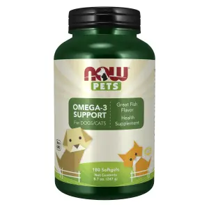 Pets, Reforço de Ômega-3 para Cães/Gatos, Delicioso Sabor de Peixe, 180 Cápsulas Softgel, Now Foods